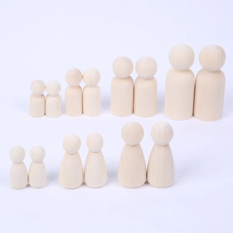 200pcs Peg Dolls of Big Family (65mm-35mm) Unfinished Unpainted Weddings Cake Peg Dolls Decor Handmade DIY Crafts ZA6517