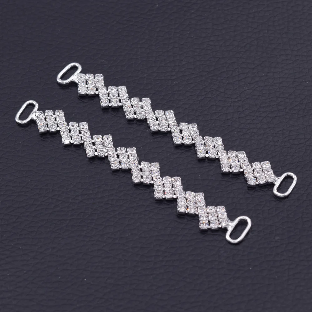 10pcs/Lot Diamond Shape Bikini Connectors Sew on Crystal Glass Rhinestone Buckles Customized Shoes Garment Handmade BK-39