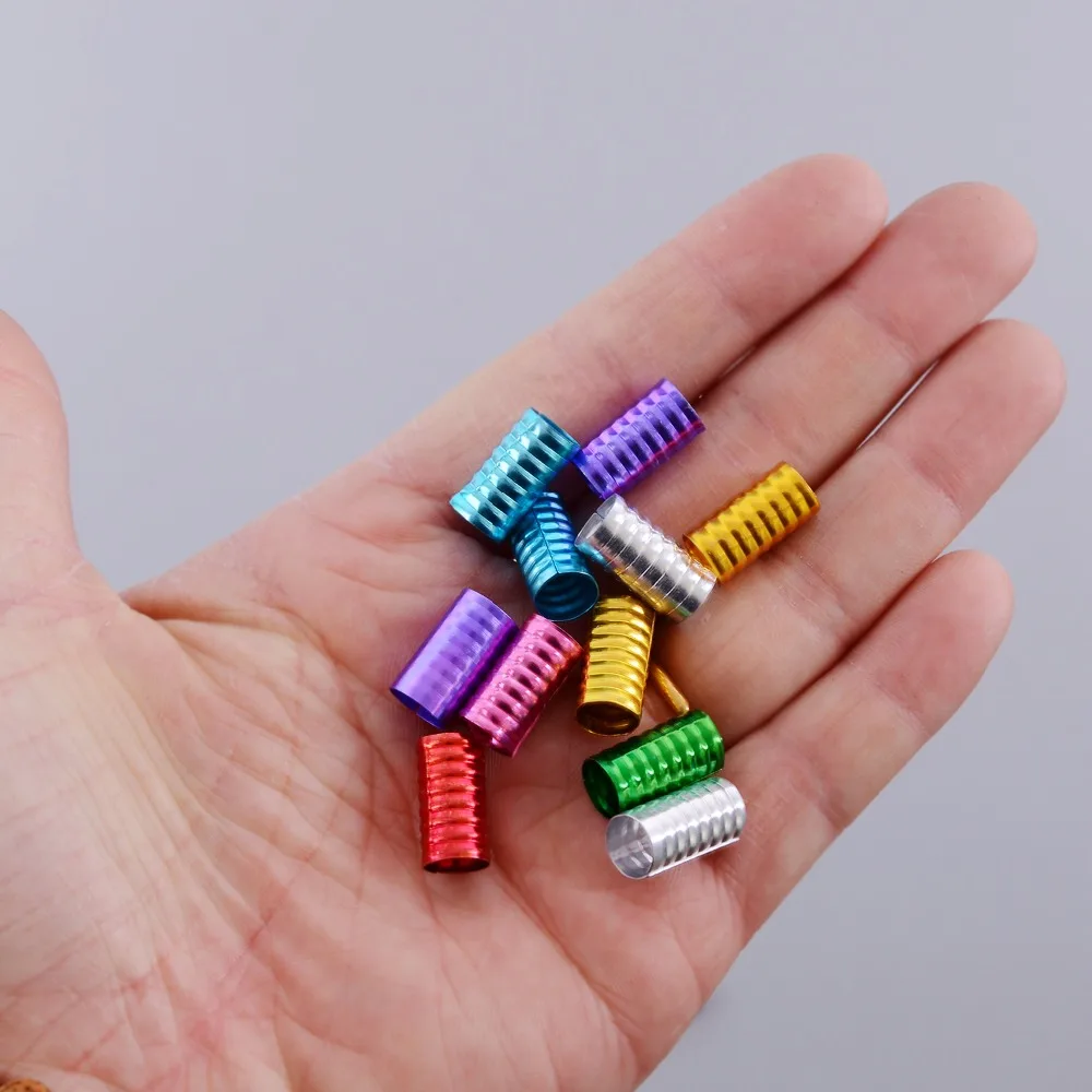 100pcs Mixed Color Dreadlock Beads Spring Shape Adjustable Hair Braid Cuff Clip 8mm Hole Aluminium Alloy Tube Lock StylingTool