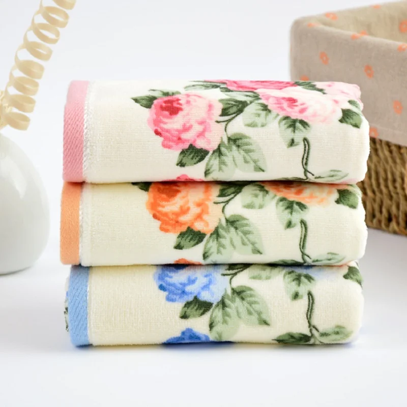 Pretty Peony Floral Bathroom Face Towel 100%cotton Soft Water Beach Towel 34*76cm Home Textile