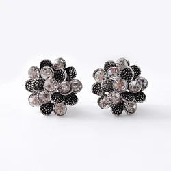 Flower style women's earrings clips,plated ancient silver clip on earrings crystal ear clip without pierced high quality