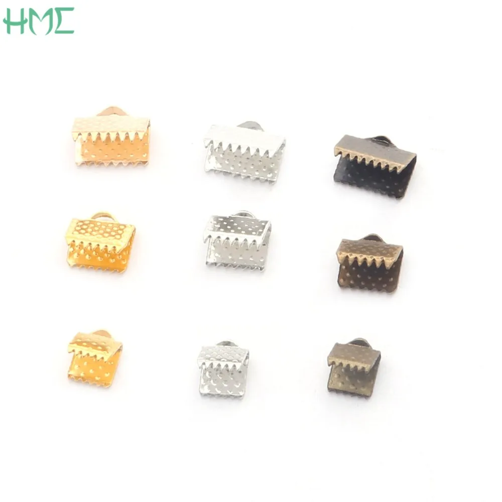 100-200pcs Cord Crimp End Beads Buckle Tip Fold Over Clasp For Jewelry Making Necklace Bracelet Cords Connectors DIY Findings