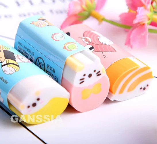 1PC Kawaii Sushi Design Erasers Cute Rubber Stationery School Eraser Office Accessories Escolar Student Supplies (SS-2026)