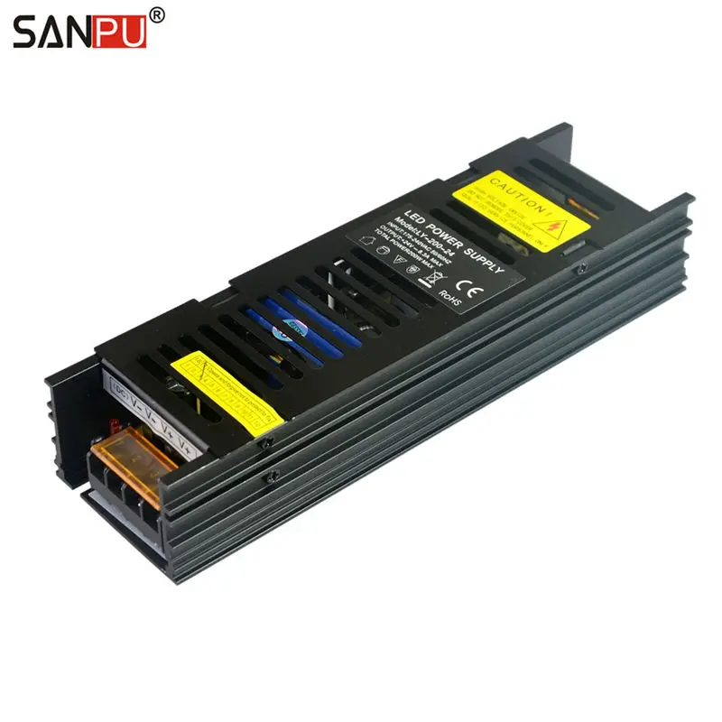 SMPS LED Power Supply 24v 200w 8a Constant Voltage Switching Driver 12v 220v 230v ac to dc Lighting Transformers Black Aluminum