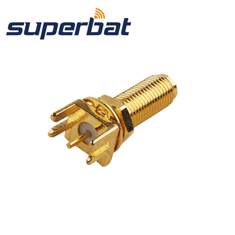 Superbat 10 قطعة SMA نهاية إطلاق أنثى PCB جبل شفة واسعة.062 ''(1.57 مللي متر) RF موصل محوري