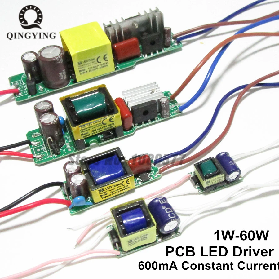 QINGYING AC85-277V LED Driver 1-2x3w 2-4x3w 6-10x3w 10-18x3w 18-30x3w 600mA Constant Current Lighting Transformers Power Supply