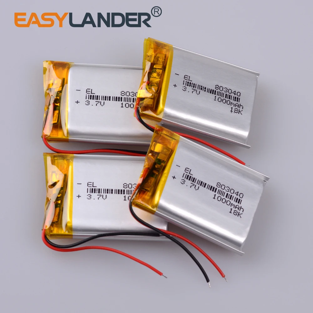 3.7V 1000mAh 803040 Rechargeable Lithium Li-ion Polymer Battery For Mp3 GPS PSP mobile Pocket PC e-books bluetooth