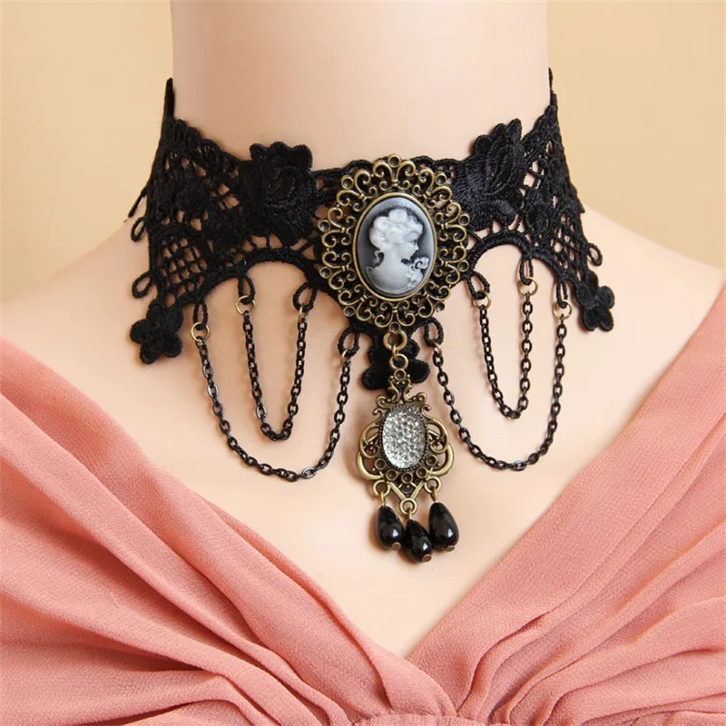 YiYaoFa Choker Necklace Gothic Jewelry Vintage Lace Necklace & Pendant Women Accessories False Collar Statement Necklace GN-22