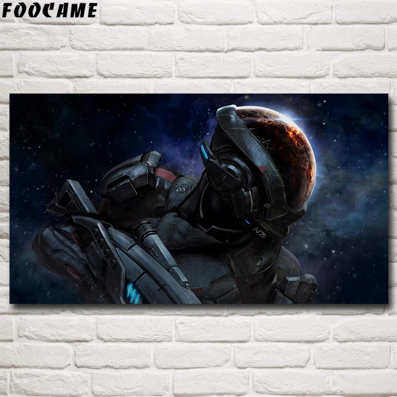 Mass Effect 2 3 4 Hot Shooting Action Game Poster Art Prints Living Room Silk Paintings Wall Home Decor Pictures Decorative