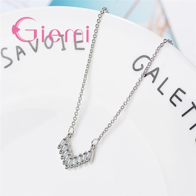 Fast Shippng Glittering Attractive Fancinating Women Female Birthday Gift Design 925 Sterling Silver  Cubic Zirconia Necklace