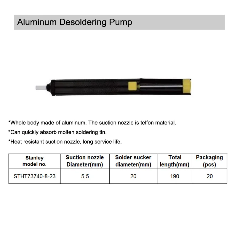 Stanley 1pc electric vacuum desoldering pumps electronic components desolders metal solder sucker tin remover pump tools for PCB