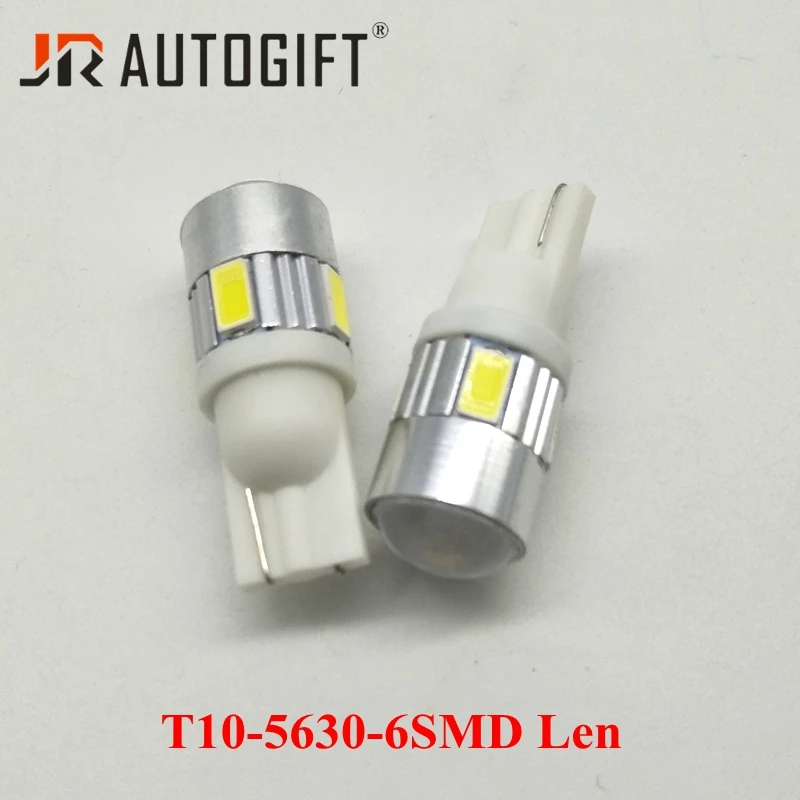 

100 шт./лот T10 5630 6SMD объектив 194 168 W5W 6 светодиодная лампа 12 В 24 В 360 градусов Стайлинг автомобиля Авто клиновой светильник для номерного знака для универсального