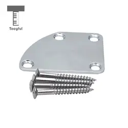 Chrome Electric Guitar Neckplate Metal Neck Plate with Screws for   Guitar Parts