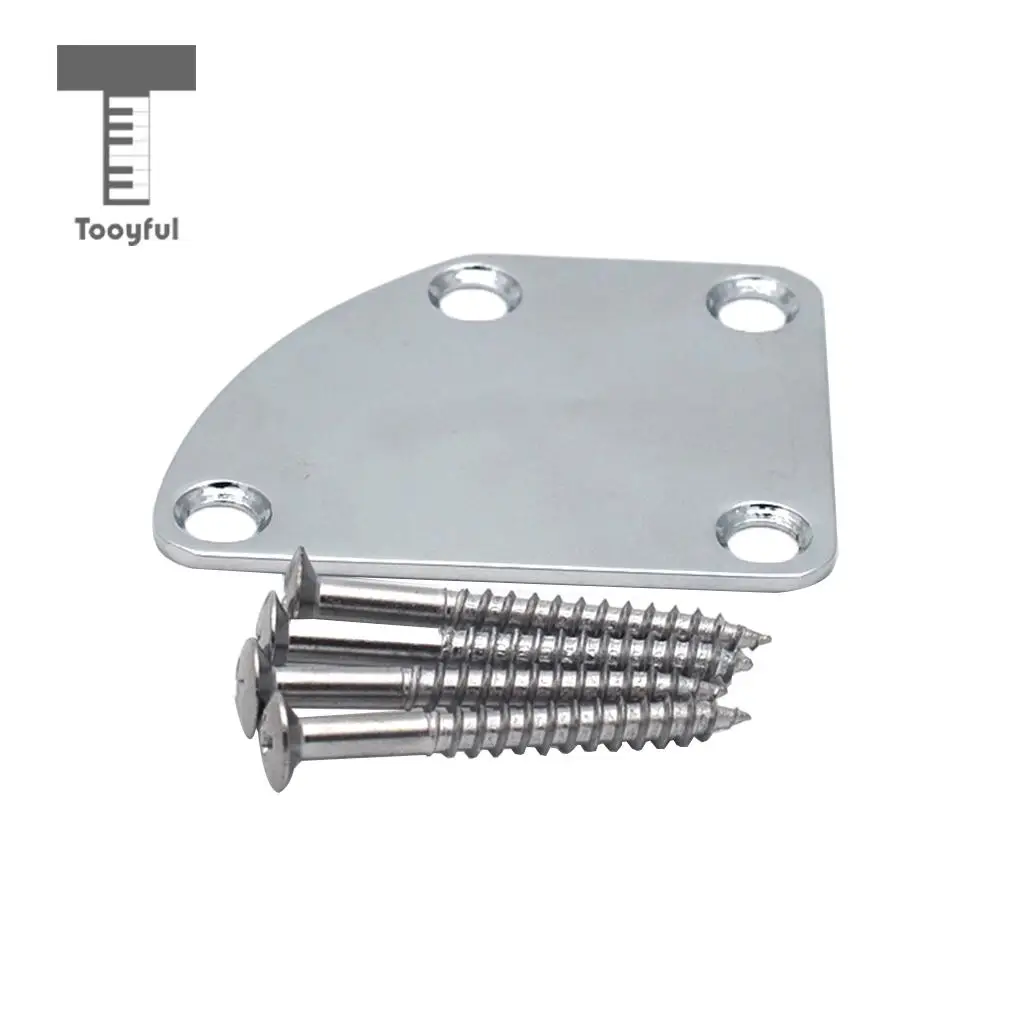 Chrome Electric Guitar Neckplate Metal Neck Plate with Screws for   Guitar Parts