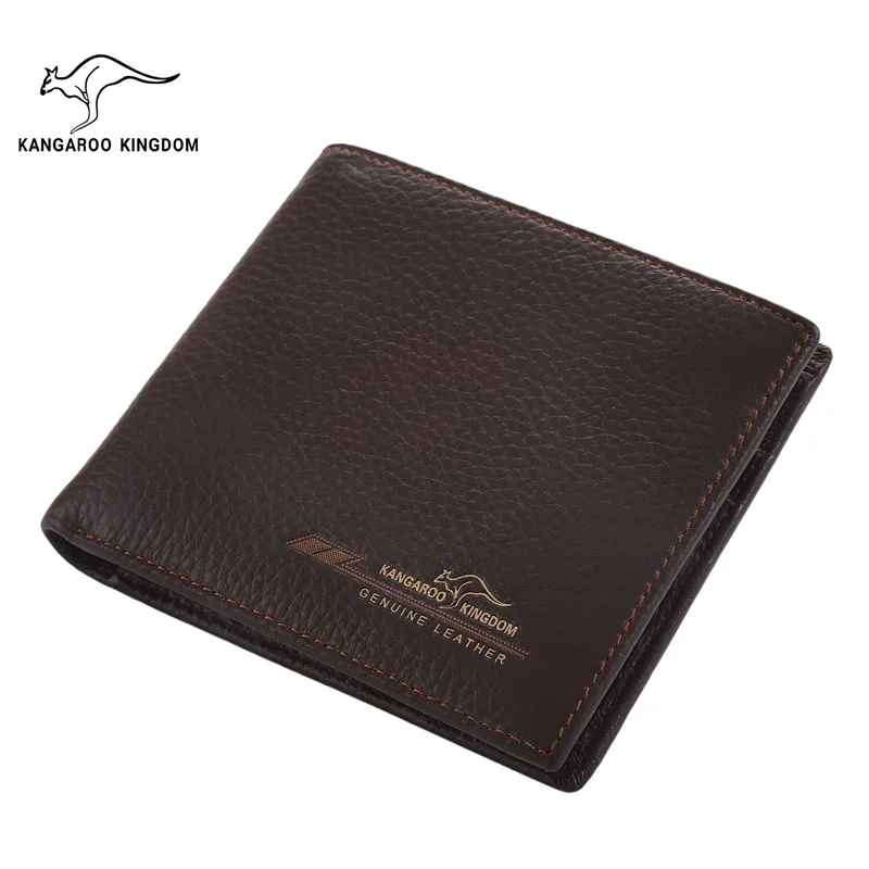 KANGAROO KINGDOM brand fashion men wallets genuine leather slim bifold wallet credit card purse