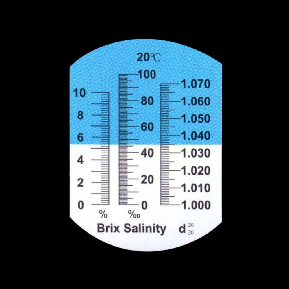 0-100% Salinity Refractometer 0-10% Brix 1.000-1.070 Specific Gravity Sugar Salt Concentration Meter for Saltwater Food Brine