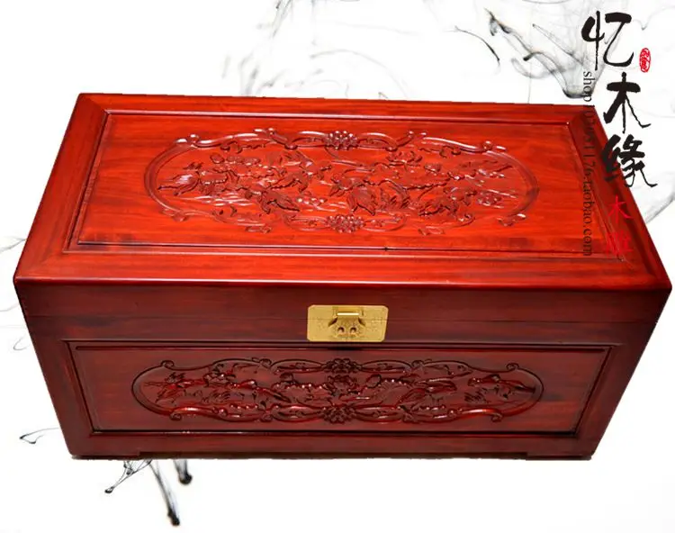 The wood carving camphorwood box insect suitcase box containing gift box wedding dowry box painting box