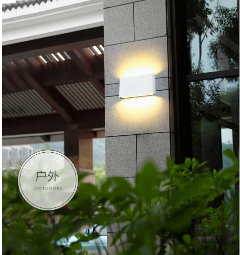 

6W 12W IP65 Outdoor waterproof bollard COB Led wall light up and down two head, balcony garden yard landscape light 110V 220V