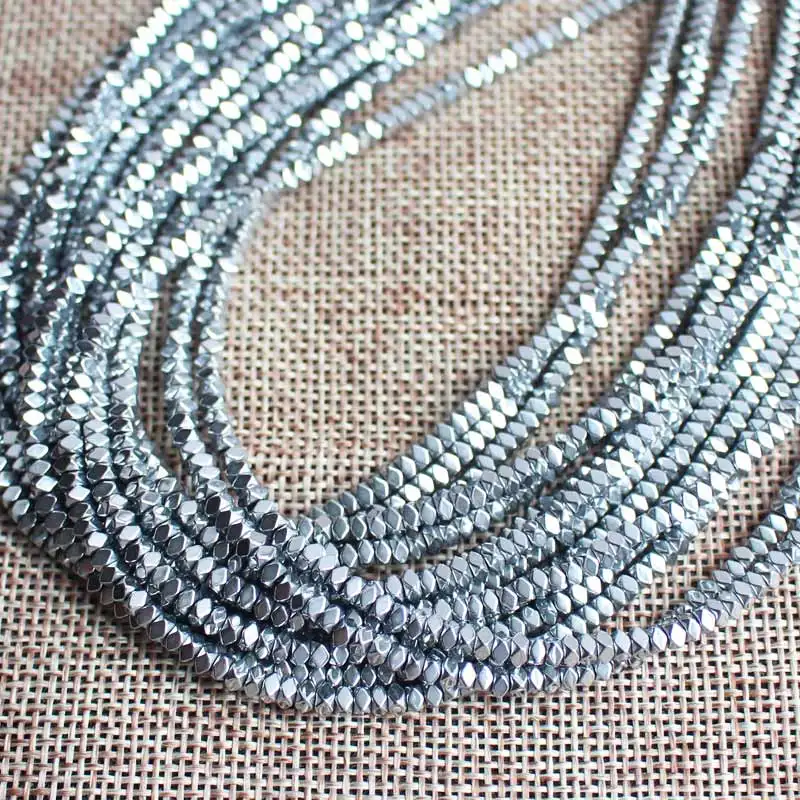 2x3mm Natural Hematite Very Shining Faceted Square Beads\