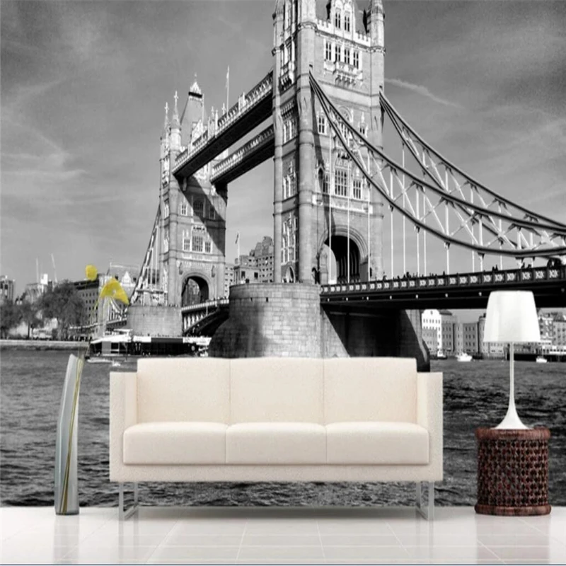 

Decorative Wallpaper London Tower Bridge Vintage European Architecture Landscape Background Wall