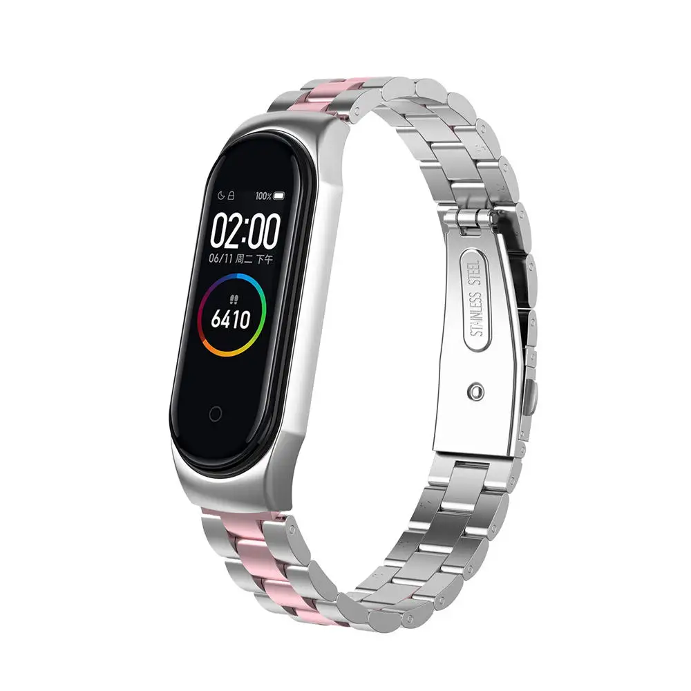 mi band 4 For Xiaomi Mi Band 4 Stainless Steel watchStrap For Xiaomi Mi Band 3 Smart Wristband Bracelet Accessoriess+Metal Case