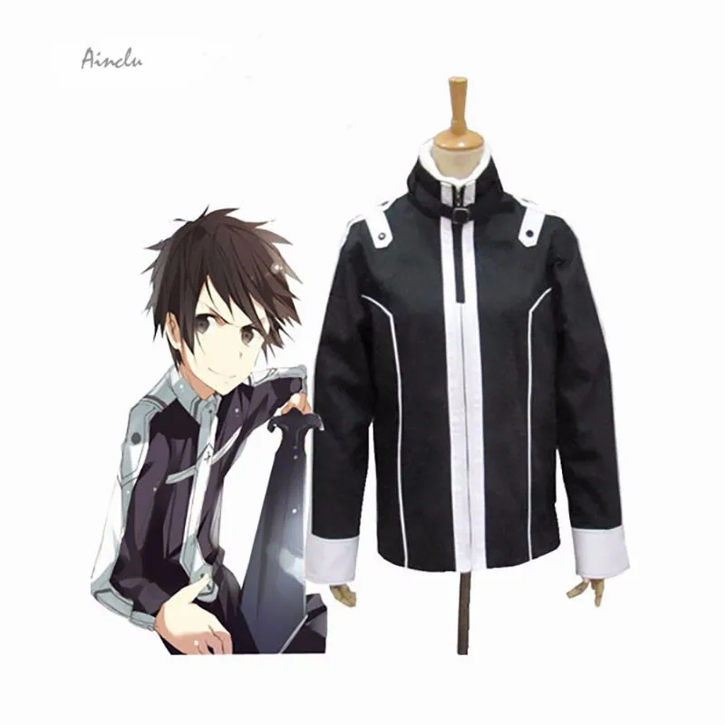 

Ainclu FreeShipping Costume Anime Sword Art Online 2 Cosplay Sword Costumes Kirito Black Jackets Hoodie Thick Coat Drop Shipping