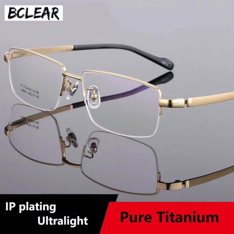 BCLEAR Optical Eyeglasses Ultem Flexible Super Light Weight Prescription Optical Eye Glasses Frame Big Face Businessmen Titanium