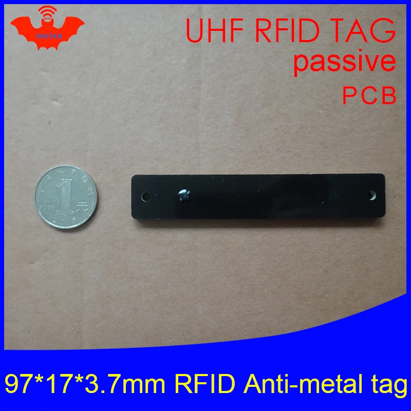 UHF RFID علامة معدنية 915 ميجا هرتز 868 ميجا هرتز الغريبة Higgs3 EPCC1G2 6C 97*17*3.7 مللي متر رف السلع النحيفة PCB البطاقة الذكية العلامات RFID السلبية