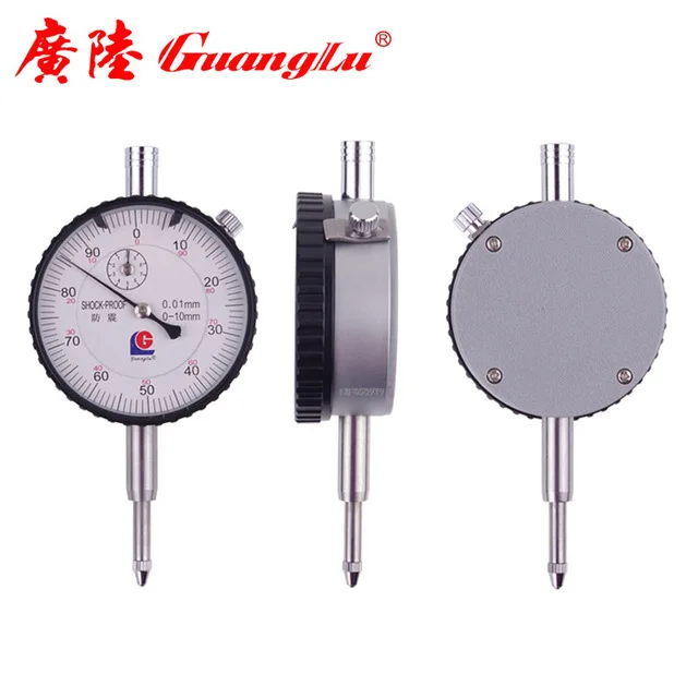 GUANGLU Dial Indicator 0-10/0.01mm Shock-Proof Dial Test Gauge with Lug Back Precision Micrometer Measuring Tools