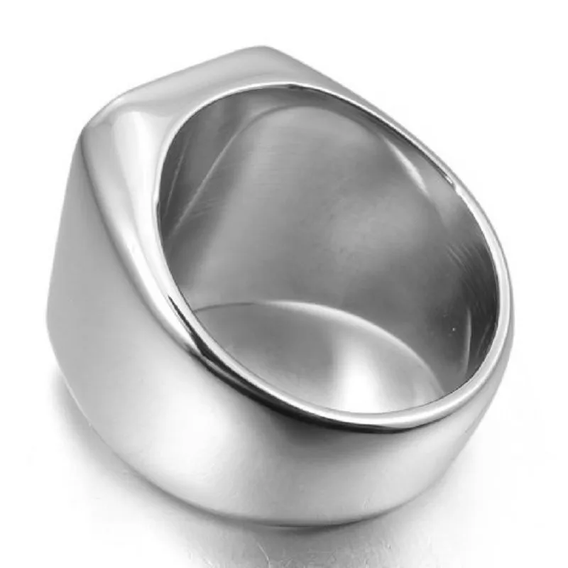 Fashion Men\'s  Polished Signet Solid 316L Stainless Steel Biker Ring Men\'s Jewelry