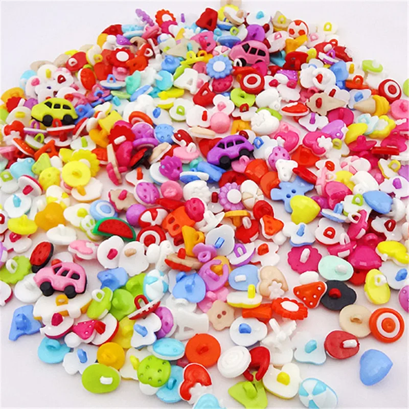 50/100 Mix Shape Lots Colors DIY Scrapbooking Cartoon Buttons Plastic Buttons Children\'s Garment Sewing Notions PT99