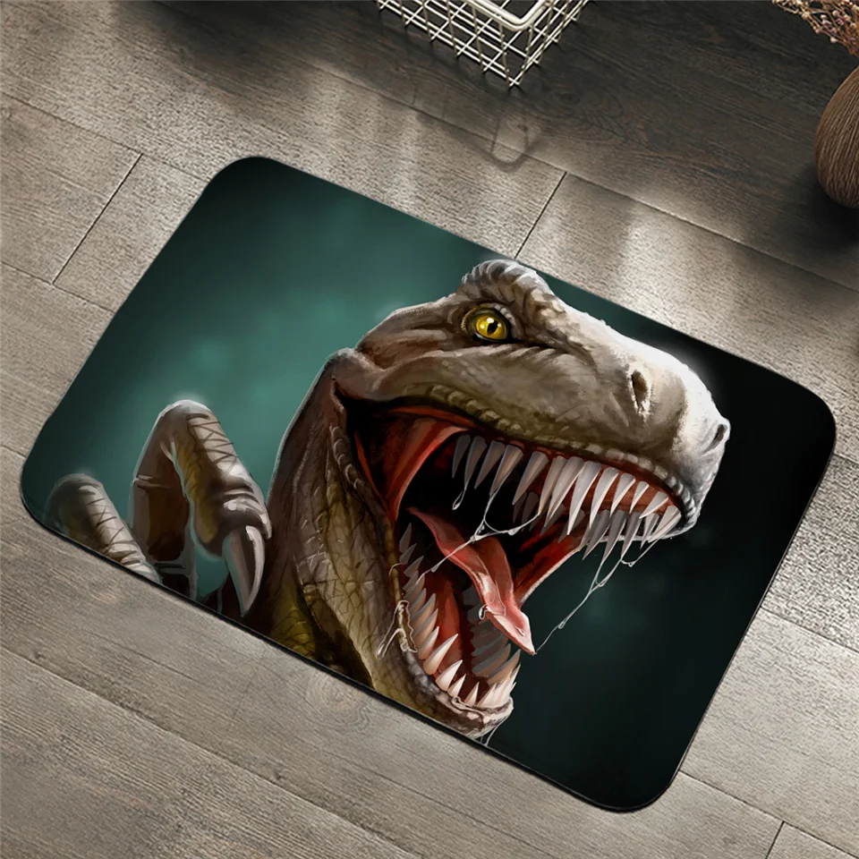 BeddingOutlet Dinosaur Doormat Jurassic Carpet for Boys 3D Animal Print Bathroom Rugs Tyrannosaurus Tooth Mats Non-slip 50x80cm