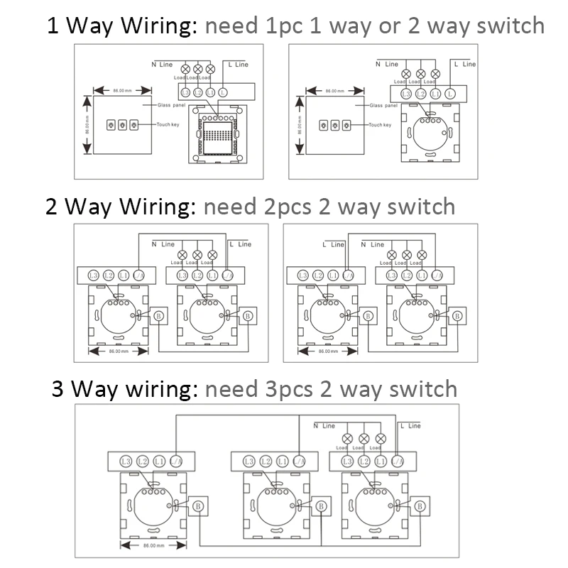 Smart Home Wallpad EU UK Standard 110~250V LED White 2 Gang 1 Way Electrical Touch Screen Panel Lighting Switch