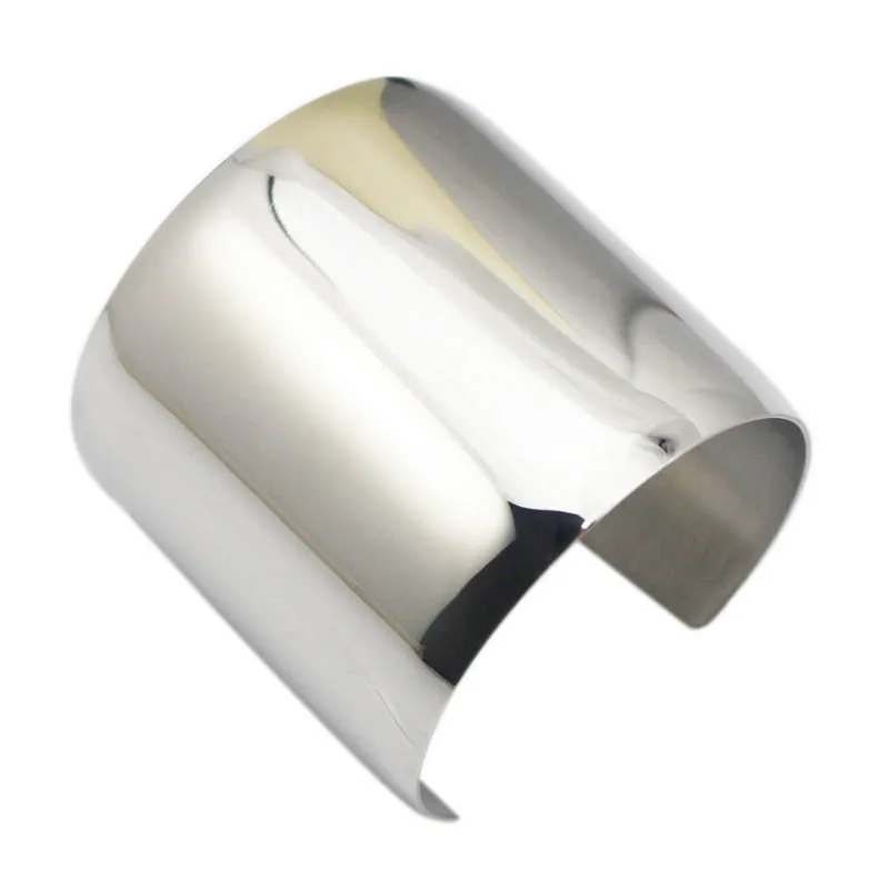 100% Hand-buffing Titanium Stainless Steel Shiny Women Big Heavy Long Cuff Bracelets Bangles Gold/Silver Color