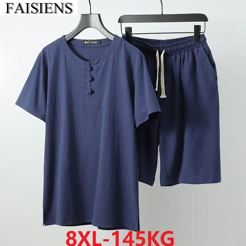 

7XL 8XL Summer Men T-Shirt And Shorts Chinese Style Tops Tees Short Sleeve T Shirt Big Size Oversize 66 64 9XL 10XL Man T-Shirts