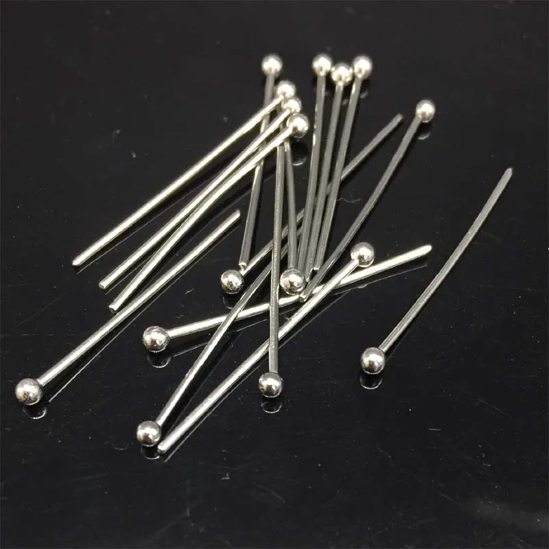 100pcs 20mm/25mm/30mm/40 millimetri in acciaio inox sil Palla End Testa Spilli giudizio Tono Argento 21 Gauge Ipoallergenico