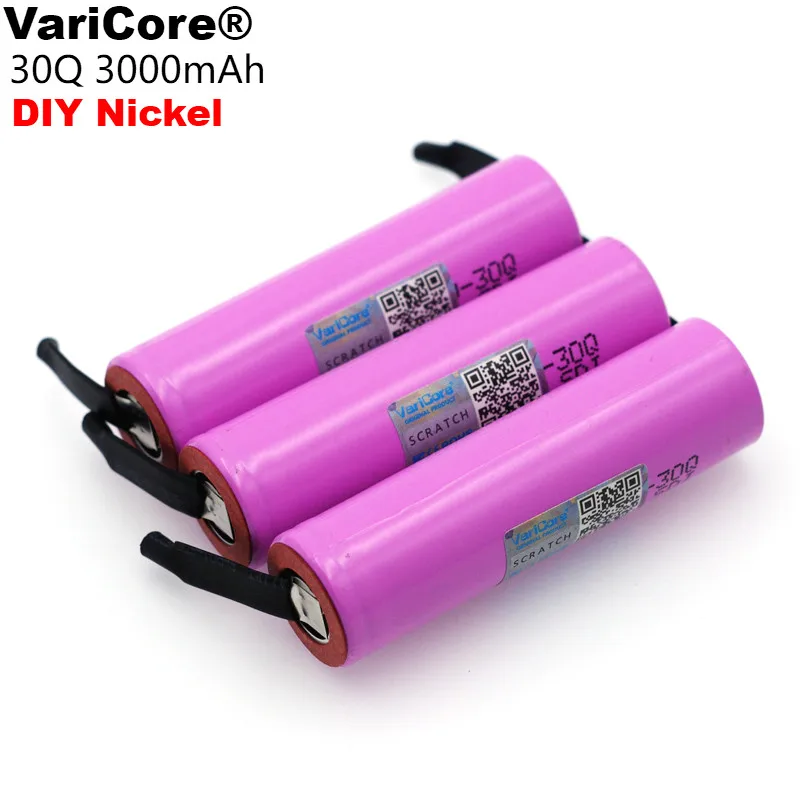 VariCore nowy ICR18650 30Q 18650 3000mAh akumulator litowy + DIY nikiel baterie