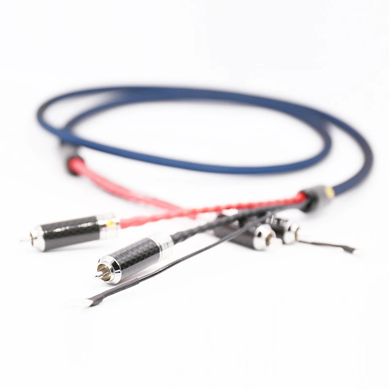 Viborg LC801 5N OFC Silver Plated Tonearm Cable Phono Cable with 2 Rhodium Plated RCA Plug to 2 Rhodium Plated RCA Plug