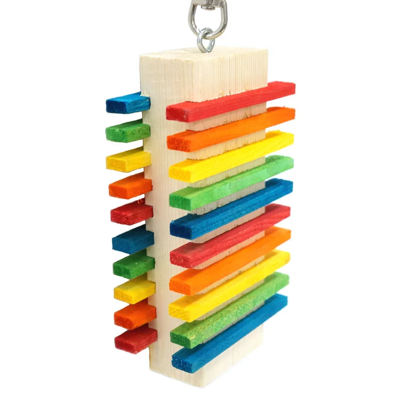 CAITEC Bird Toys Rainbow Steps Wooden Parrot Toy Chew Bite Toys Parrot Cage Toys Suitable for Medium Size Parrots