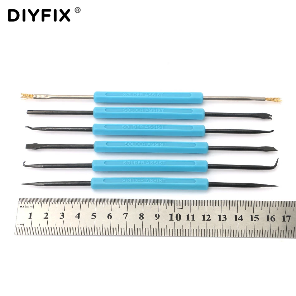 DIYFIX 6 in 1 Steel Solder Assist BGA PCB Repair Tool Set Precision Electronic Components Welding Grinding Cleaning Hand Tools