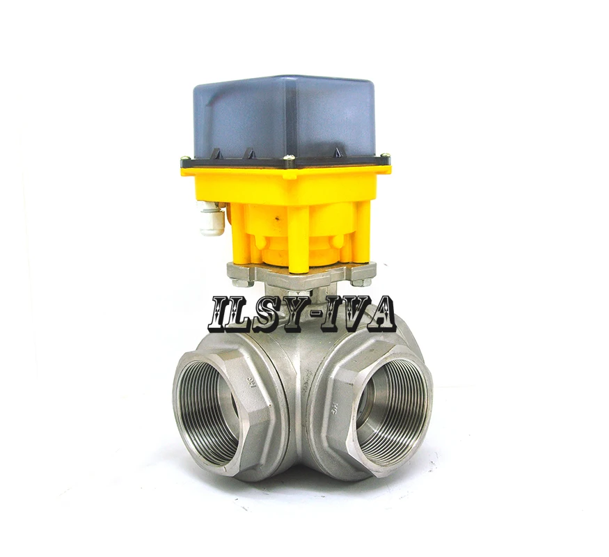 DN40 three-way Stainless steel motorized ball valve,G1 1/2