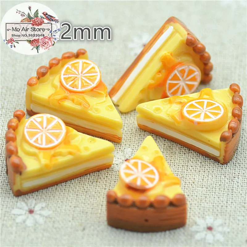 10PCS 3D lemon cake Resin Flat back Cabochon miniature food Art Supply Decoration Charm Craft DIY 23x30mm