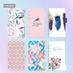 Never Fly Bird-Divisor de páginas de índice para Filofax, Dokibook, planificador en espiral, cuadernos, marcapáginas, recambio, papelería escolar, 6 uds.