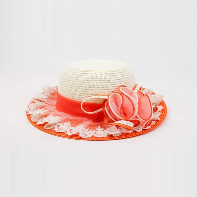 

New Arrival Flower Sun Hat Adult Fashion Straw Hat Spring Summer Girl Wide Brim Beach Sun Cap Students Travel Cap B-7699