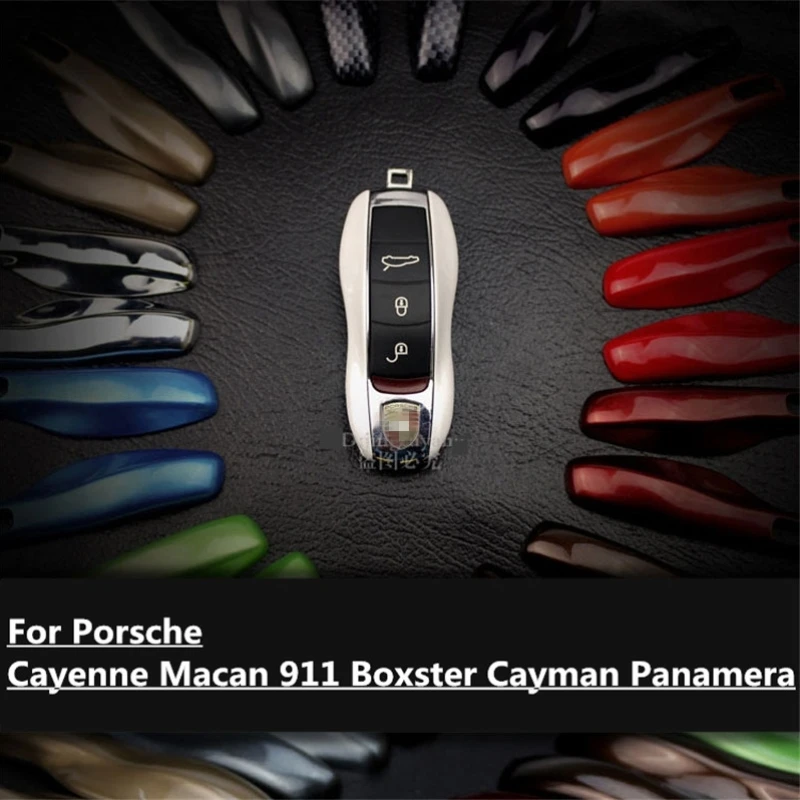 Prata fob remoto chave caso chave capa modificada substituição do escudo da chave reequipamento porsche cayenne macan 911 boxster cayman para panamera