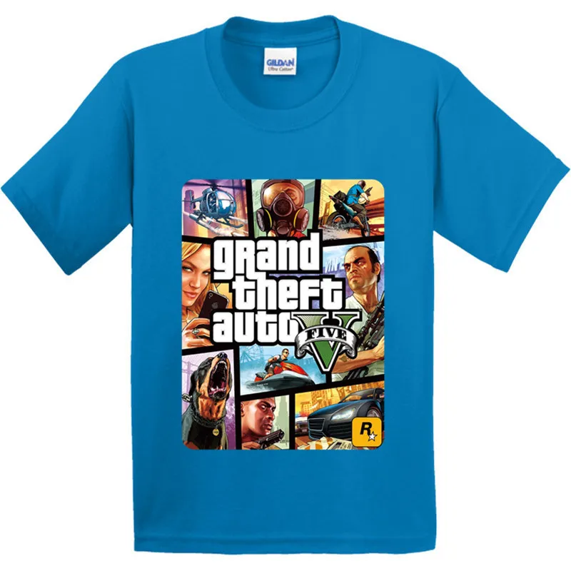 

Kids Game GTA5 Printed Design 100% Cotton T Shirt Boys/Girls Short Sleeve Tops Children Cute T-Shirt,GKT005