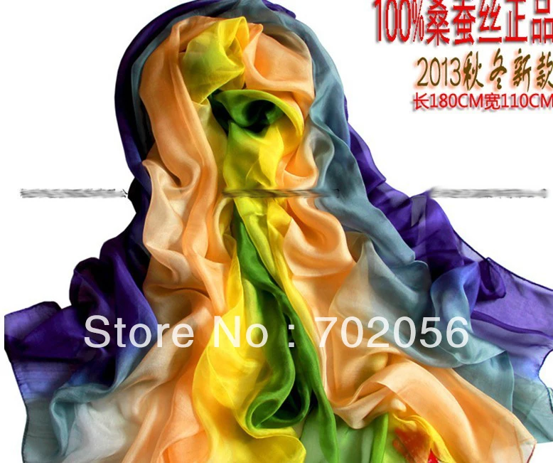 delle splendide donne ombreggiato 100% raso di seta parei hijabs bandane sciarpa dello scialle dell'involucro poncho grande 180 * 110 cm 9 pz/lotto #3352