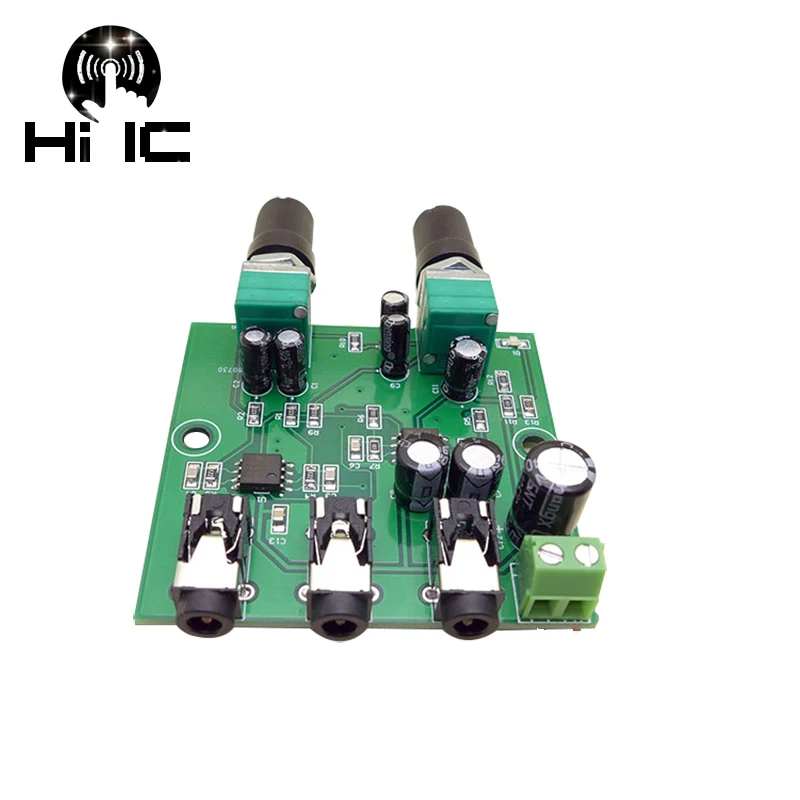 2 طرق/4 طرق ستيريو جهاز مزج الصوت مجلس محرك مضخم ضوت سماعات الأذن خلط المجلس لتقوم بها بنفسك NJM3414 اثنين/أربعة مدخلات إخراج واحد