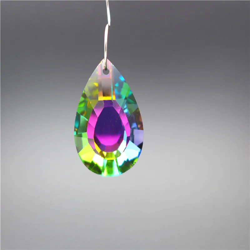 38mm Ab/Rainbow/Metallic/Clear Flat Pear/Tear/Water Drop Shape Glass Pendants Crystal Chandelier Lamp Curtain Free Shipping 12pc