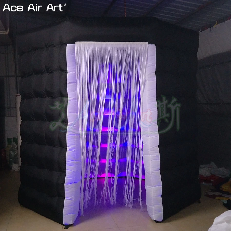 Octagon Shape Lighting Inflatable Photo Booth,Wedding Party Booth With Attachable Curtain